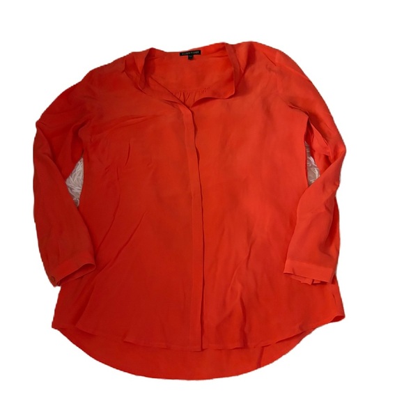 Eileen Fisher 100% Silk Orange Blouse Top XS Long Sleeve Button Down - Picture 1 of 6